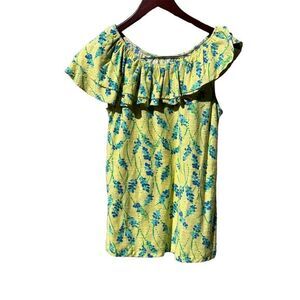 Lilly Pulitzer Women's Yellow Floral Ruffle Off Shoulder Blouse S